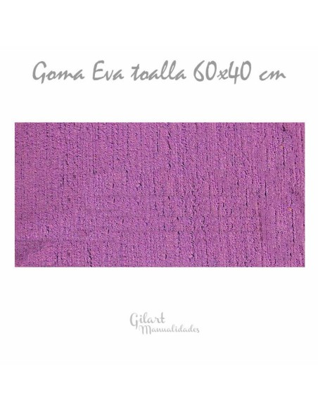 Goma EVA con textura toalla, color lila, en lámina grande de 60x40 cm.