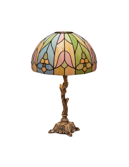 Lámpara de mesa DIY estilo Tiffany terminada con pinturas para cristal (kit se vende sin pintar).