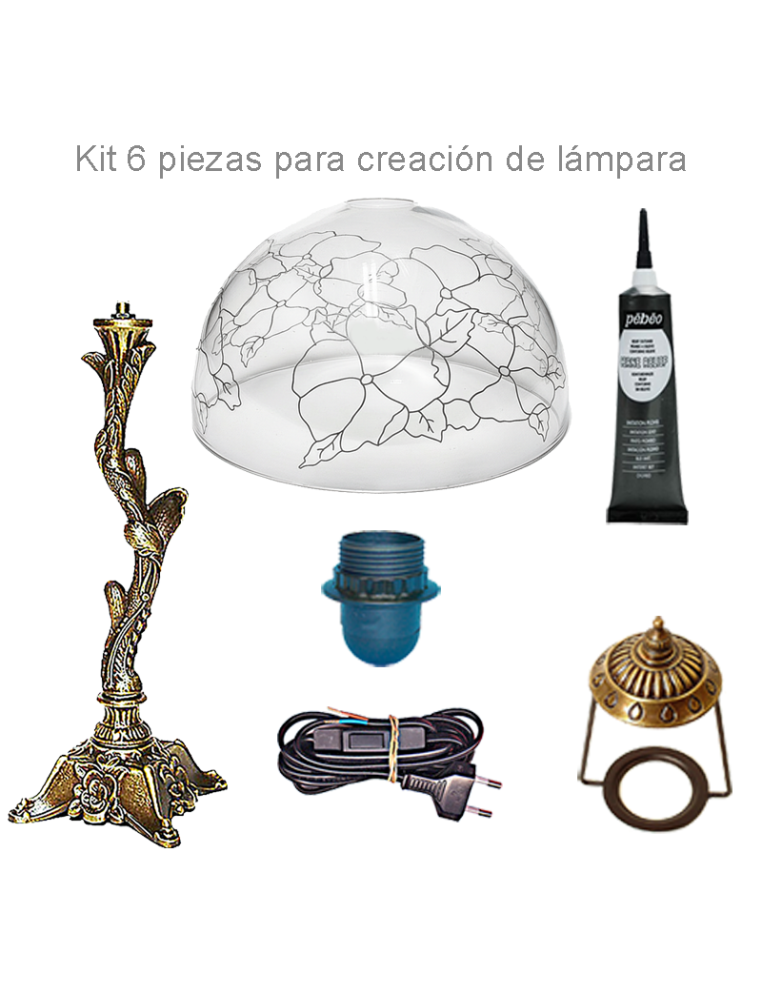 Pantalla de Metacrilato 25 cm para pintar, Diseño Pensamientos. Componente del Kit Lámpara Tiffany DIY.