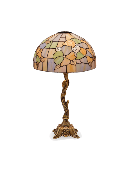 Lámpara de mesa DIY estilo Tiffany terminada con pinturas para cristal (kit se vende sin pintar).