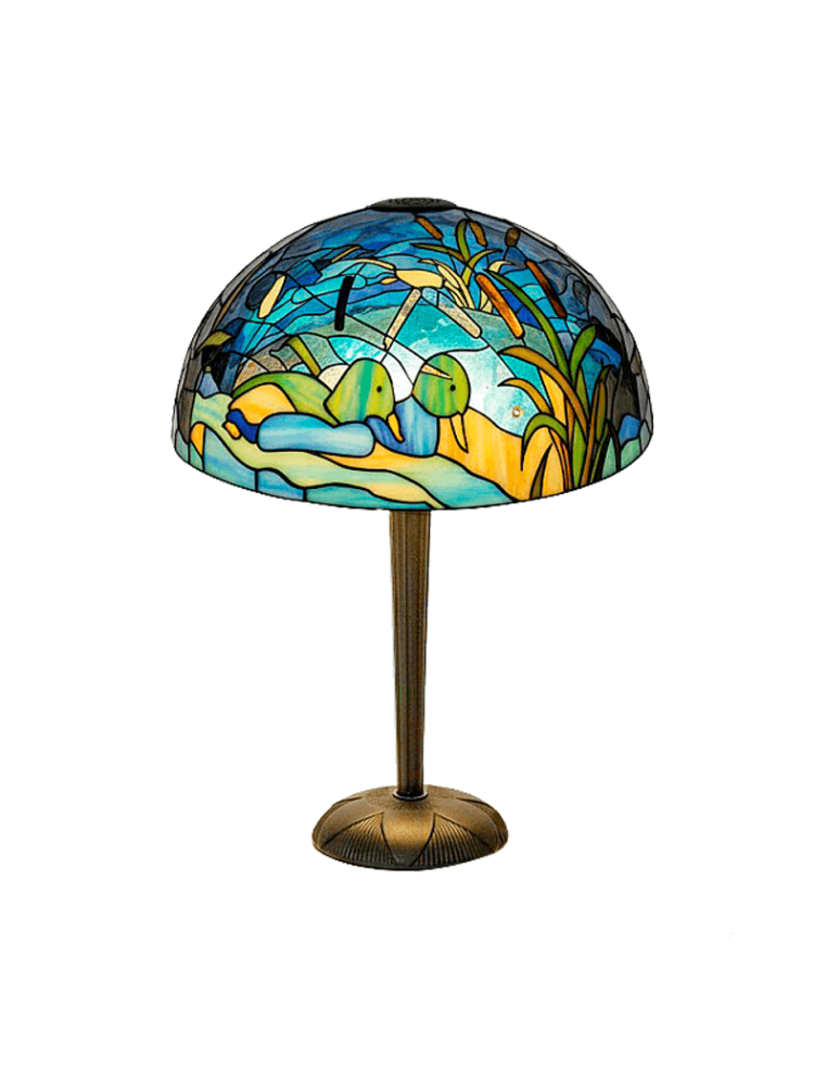 Lámpara de mesa DIY estilo Tiffany terminada con pinturas para cristal (kit se vende sin pintar).