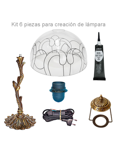 Kit Manualidades Lámpara Tiffany Ornamento con Pie Árbol. Crea una luz artesanal única para tu hogar.