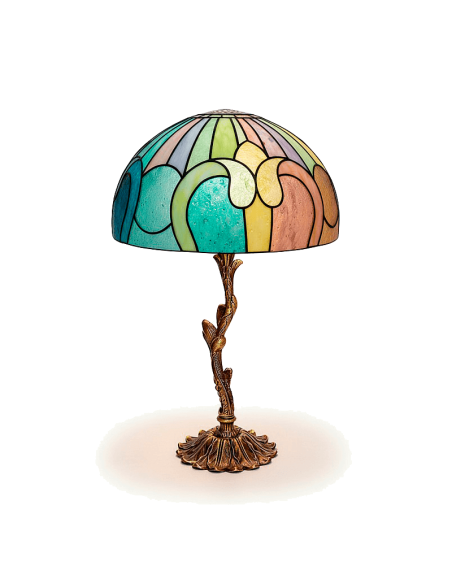 Lámpara de mesa DIY estilo Tiffany terminada con pinturas para cristal (kit se vende sin pintar).