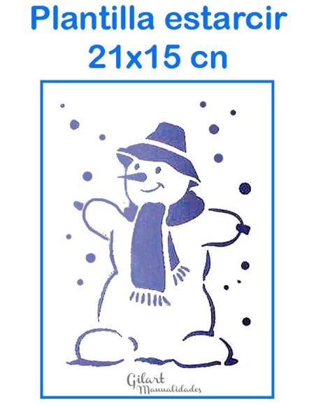 Stencil Plantilla Muñeco Nieve 21x15 cm - Perfecto para manualidades de Navidad.