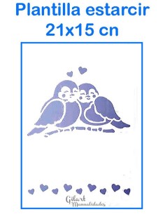 Stencil Plantilla Pajaritos 21x15 cm, ideal para decorar tus proyectos de manualidades.