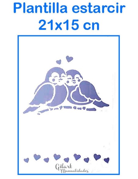 Stencil Plantilla Pajaritos 21x15 cm, ideal para decorar tus proyectos de manualidades.