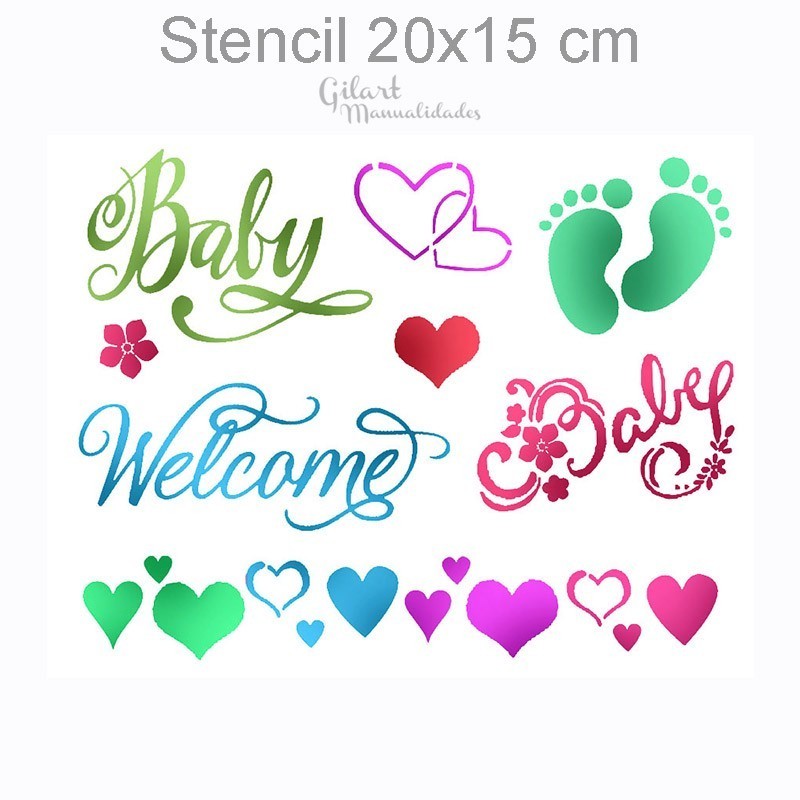 Stencil plantillas Stamperia KSD295 Baby Welcome