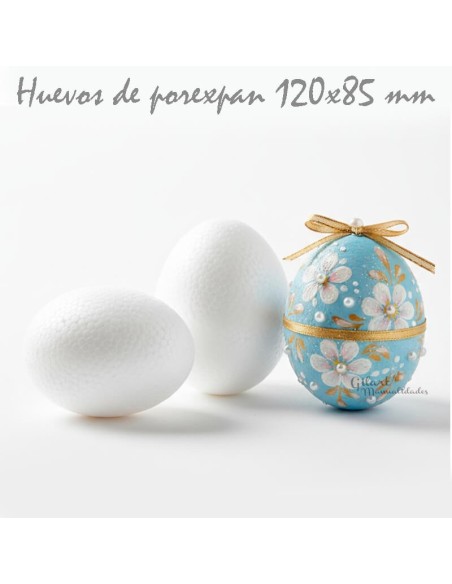 Huevos de Poliestireno en blanco para manualidades, 120x85 mm.