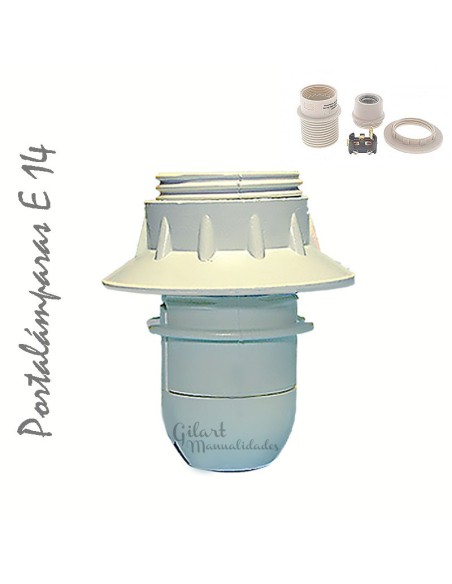 Portalámpara Mignon E-14 media rosca, ideal para lámparas DIY y manualidades.