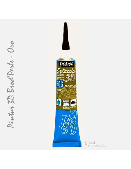 Pebeo Brod'Perle 3D Oro 206, pintura textil con efecto perlado y relieve.