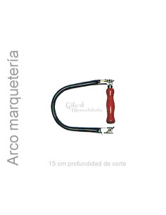 Arco de sierra de precisión Gilart con profundidad de corte de 15 cm, ideal para calados detallados en marquetería profesional.