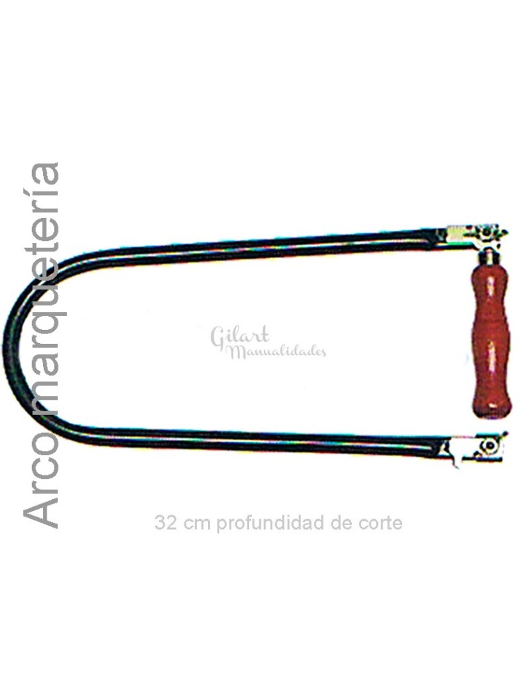 Arco de sierra de precisión Gilart con profundidad de corte de 32 cm, ideal para calados detallados en marquetería profesional.