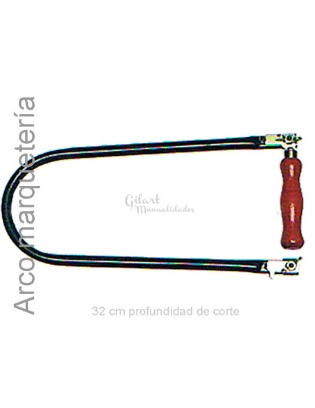 Arco de sierra de precisión Gilart con profundidad de corte de 32 cm, ideal para calados detallados en marquetería profesional.
