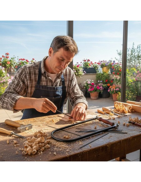 Realización de cortes resistentes con pelos de sierra Pebaro gruesos para marquetería.