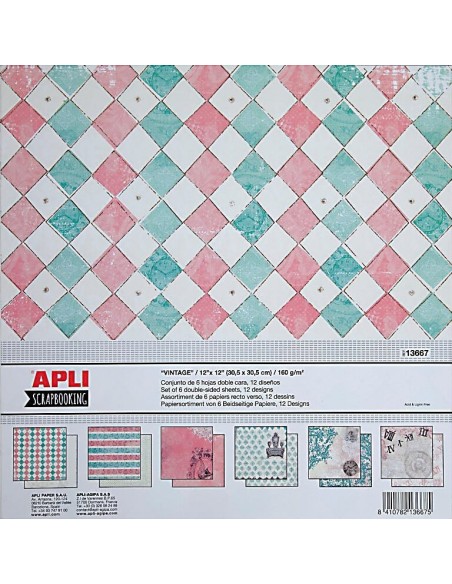 Papel scrapbooking vintage Apli 305 x 305 mm 13667