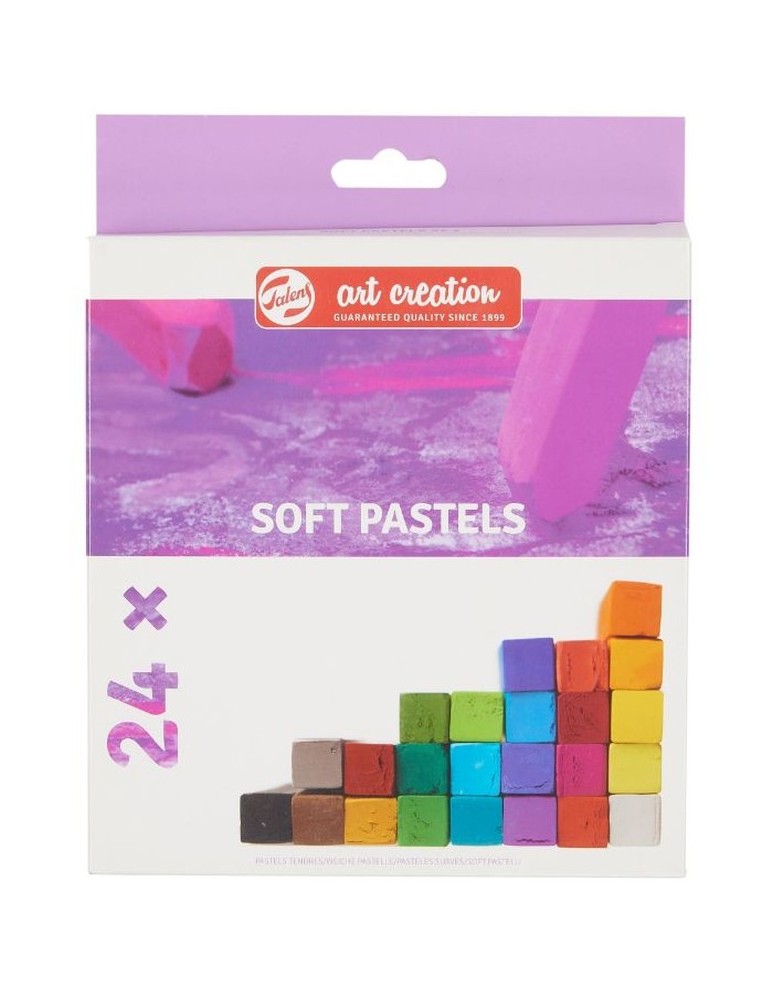 Contenido del set de 12 pasteles suaves Talens Art Creation con barritas de forma cuadrada.