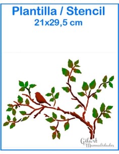 Captura la esencia de la naturaleza en tus diseños con este stencil de ramas y aves