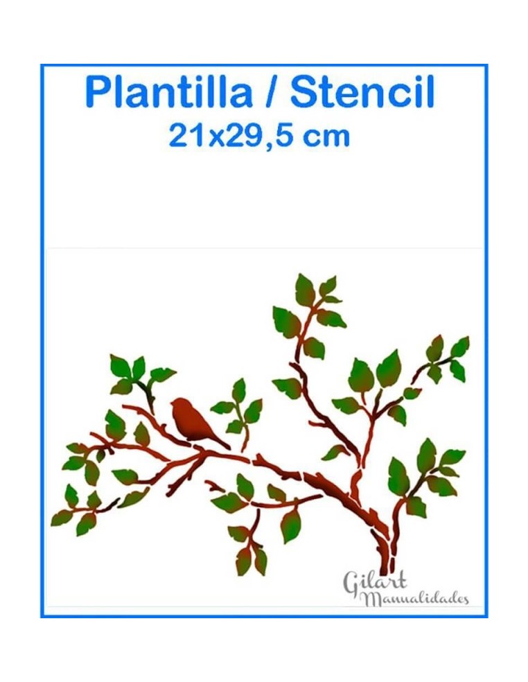 Captura la esencia de la naturaleza en tus diseños con este stencil de ramas y aves