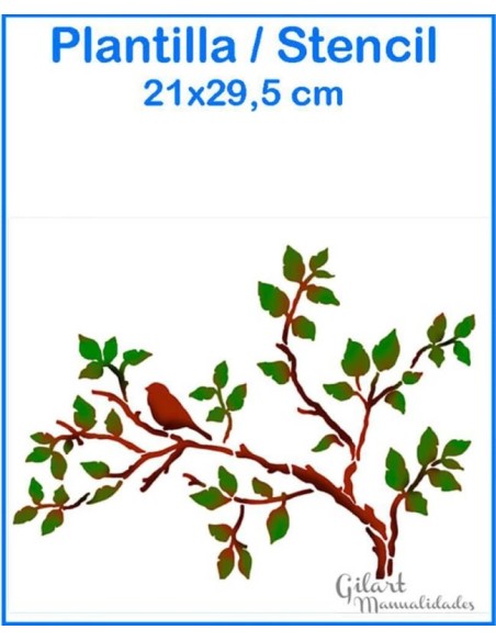 Captura la esencia de la naturaleza en tus diseños con este stencil de ramas y aves