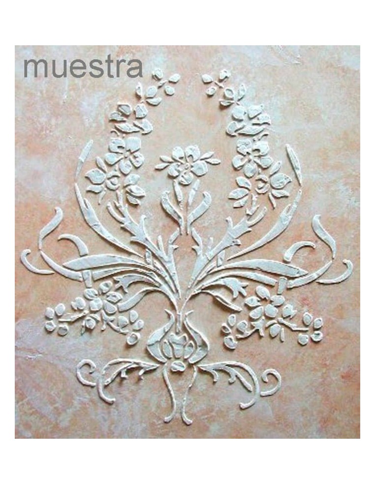 Ejemplo de relieve con pasta de textura usando una plantilla gruesa de 0,5 mm.