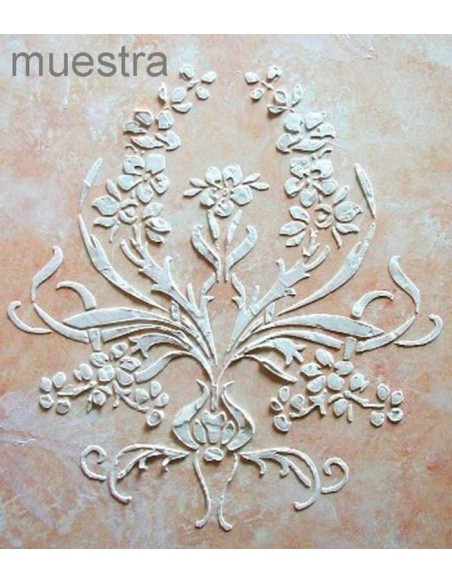 Ejemplo de relieve con pasta de textura usando una plantilla gruesa de 0,5 mm.