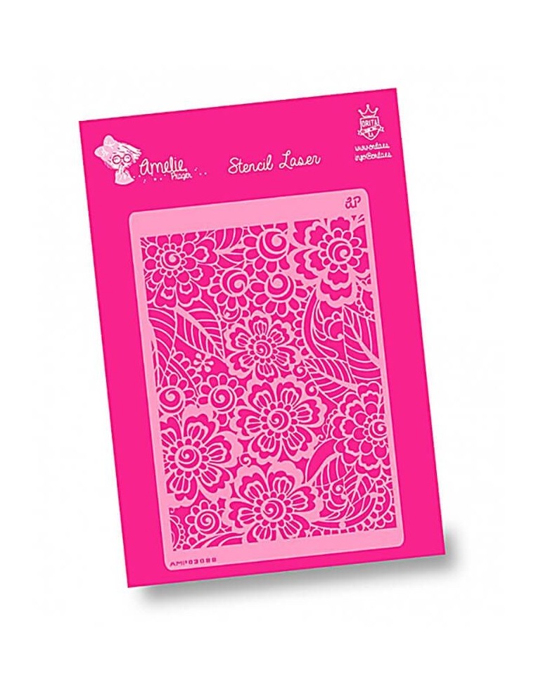 Crea patrones florales, artísticos y detalles delicados en tus proyectos decorativos con esta plantilla de Amelie