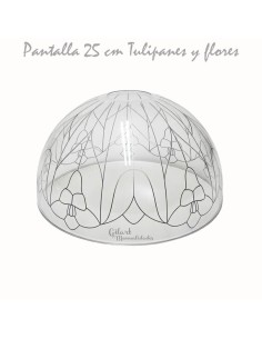 Manualidades: Pantalla Tiffany. DIY Metacrilato 25 cm - dibujo Tulipanes y flores