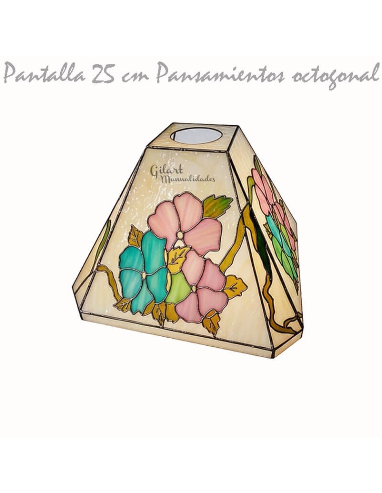 Ejemplo de acabado decorado (Modelo,  Tulipanes y Flores). La pantalla se suministra transparente para pintar al gusto.