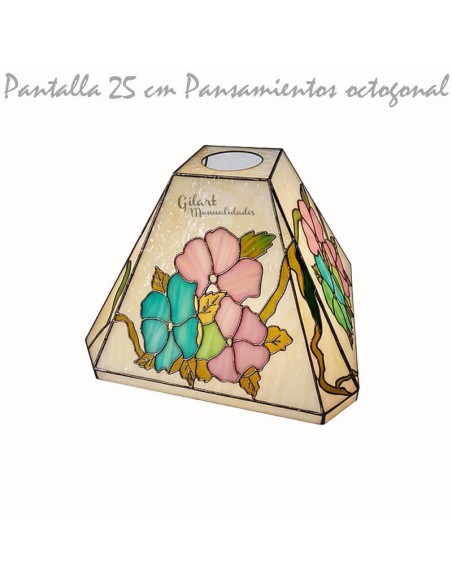 Ejemplo de acabado decorado (Modelo,  Tulipanes y Flores). La pantalla se suministra transparente para pintar al gusto.