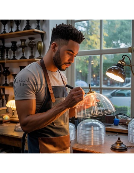 Manualidades DIY: proceso de pintado de la Pantalla Octogonal Lámpara Metacrilato 25 cm Estilo Tiffany Tulipanes y Flores