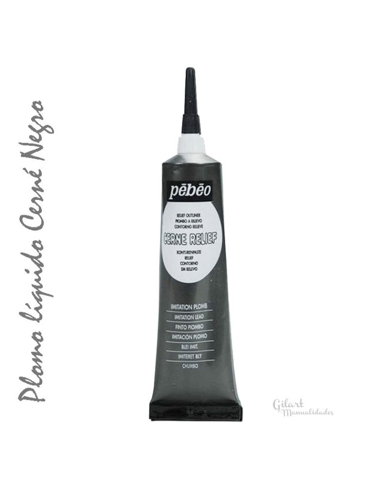 Cerne Relief pasta relieve imitación plomo, acabado en color negro para tus manualidades.