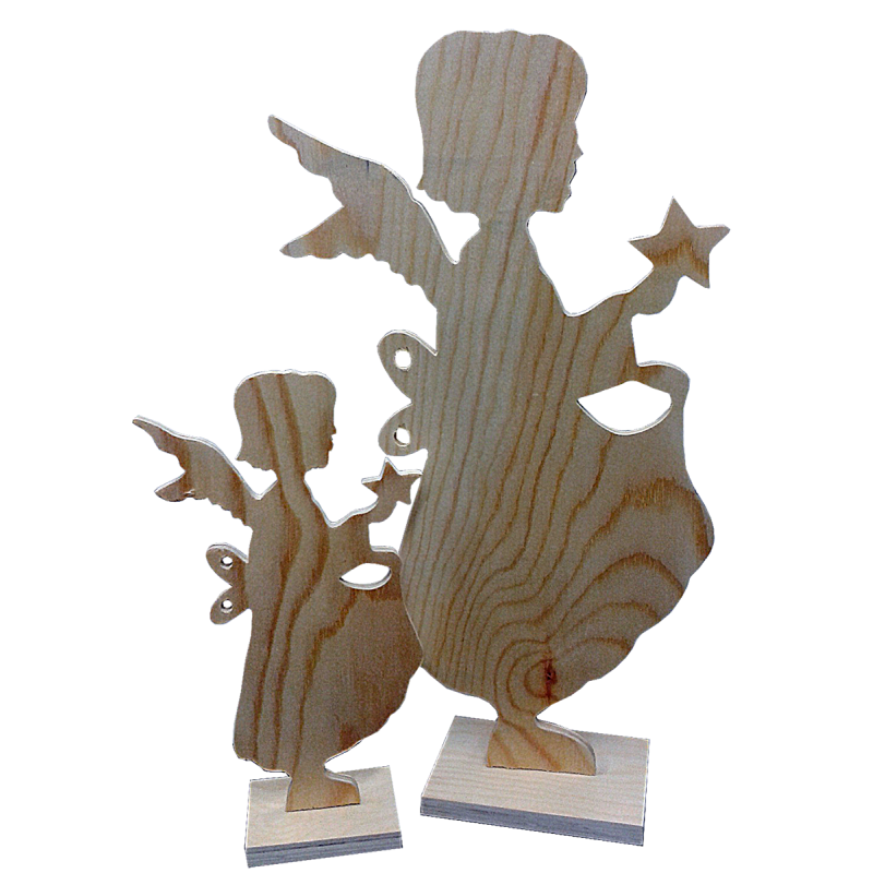 Siluetas madera ángeles set 2 u - 250 y 410 mm
