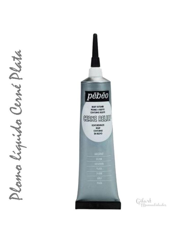 Cerne Relief pasta relieve, imitación plomo, acabado en color plata para tus manualidades.