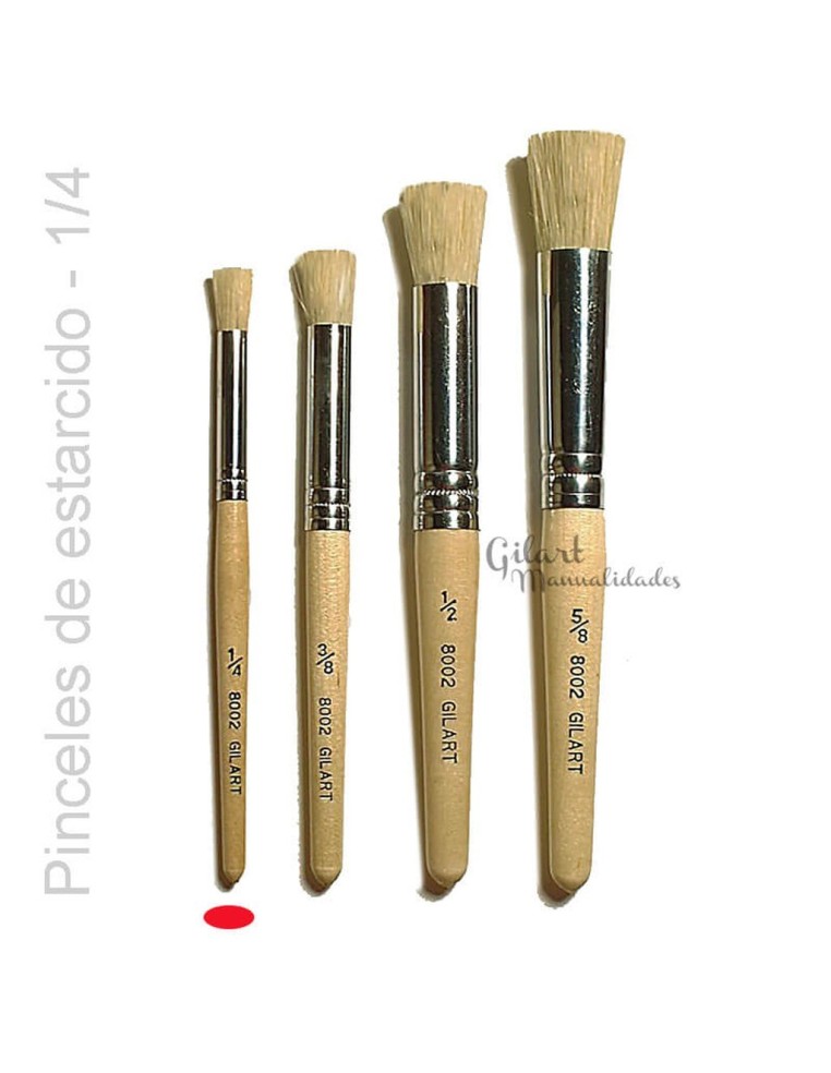 Pincel para estarcir de cerda Gilart 8002 n.º 1/4 con mango corto y virola niquelada.