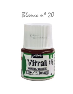 Bote de Pintura Vitrail Pébéo 45 ml color blanco n.º 20 transparente para vidrio y cristal disponible en Manualidades Gilart