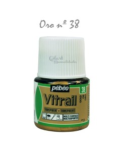 Bote de Pintura Vitrail Pébéo 45 ml oro n.º 38 transparente para vidrio y cristal disponible en Manualidades Gilart