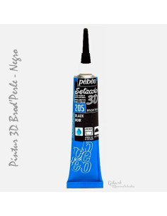 Pebeo Brod'Perle 3D Negro 205, pintura textil con efecto perlado y relieve.
