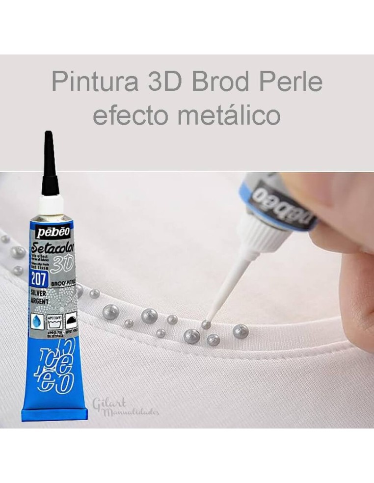 Aplicación de pintura textil Pebeo Brod'Perle 3D para crear efectos de perlas con relieve.