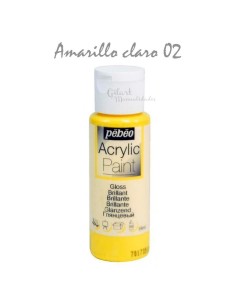 Pintura acrílica mate Pebeo 59 ml en amarillo claro 02, acabado intenso y cubriente.