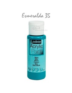 Pintura acrílica mate Pebeo 59 ml en verde esmeralda 35, acabado intenso y cubriente.
