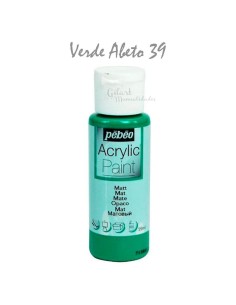 Pintura acrílica mate Pebeo 59 ml en verde abeto 39, acabado intenso y cubriente.