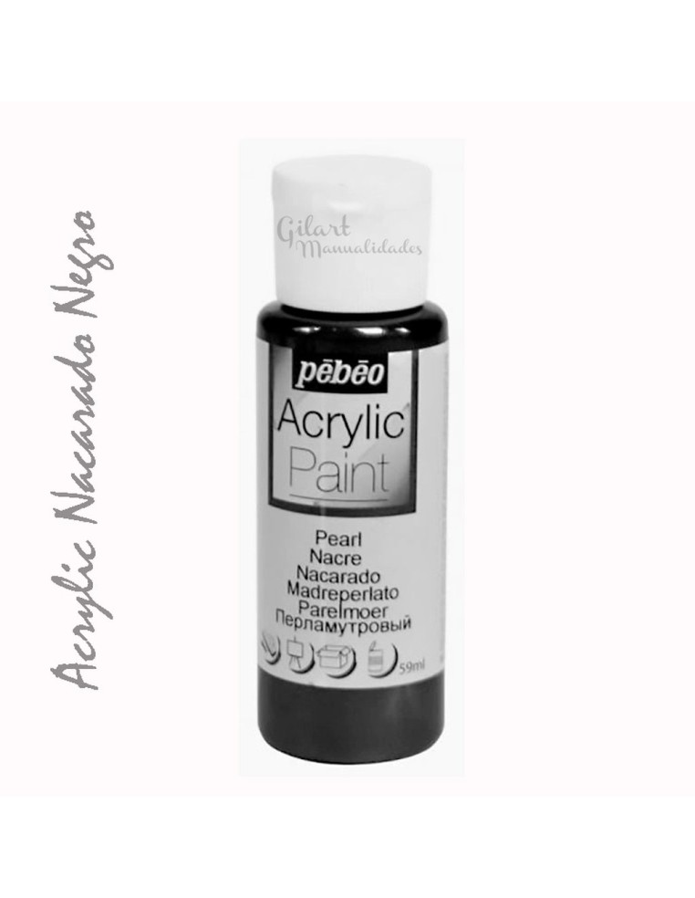 Pintura acrílica Pebeo Studio Nacarada color Negro  de 59 ml con acabado perlado e iridiscente.