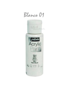 Pintura acrílica mate Pebeo 59 ml en Blanco 01, acabado luminoso.