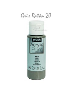 Pintura acrílica mate Pebeo 59 ml en gris ratón 20, acabado intenso y cubriente.