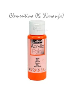 Pintura acrílica mate Pebeo 59 ml en clementina naranja 05, acabado intenso y cubriente