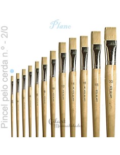 Pincel plano de cerda natural Gilart serie 579 n.º 00 con mango largo para pintura al óleo.