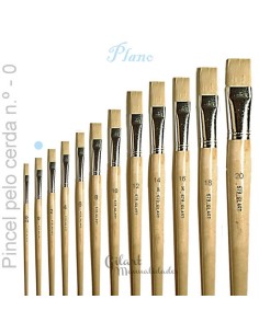 Pincel plano de cerda natural Gilart serie 579 n.º 0 con mango largo para pintura al óleo.