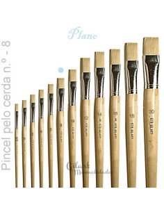 Pincel plano de cerda natural Gilart serie 579 n.º 8 con mango largo para pintura al óleo.