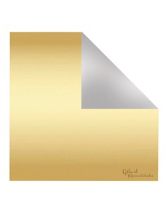 Lámina de aluminio color oro claro y plata reversible de 20x20 cm para manualidades de repujado.