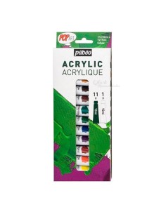 Caja de set acrílico Pébéo Pop Art 12 colores para Bellas Artes.